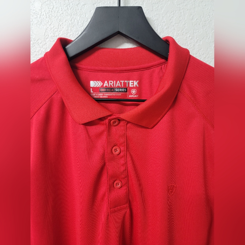 Ariat AriatTek Heat Series Pique Polo Shirt Red Men's Large